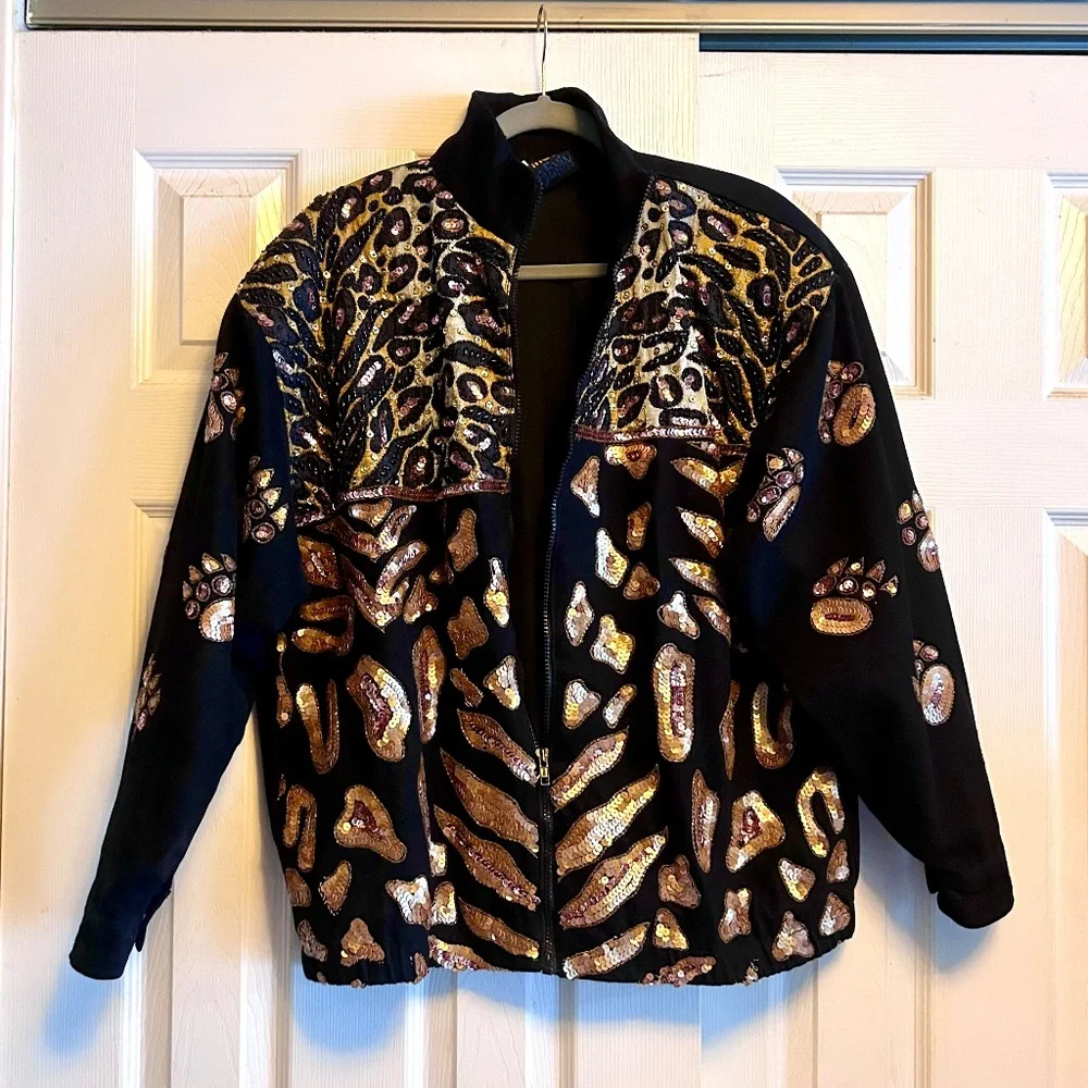 Vintage black Modi Denim gold sequin jacket - Picture 2 of 7